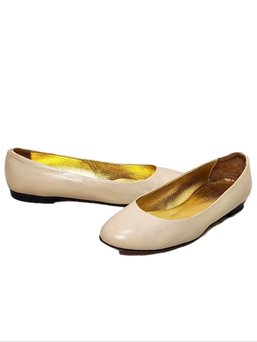 ANDREA CARRANO Napa Leather Baby Ballet Flats Sz 38/7 US Cream Beige